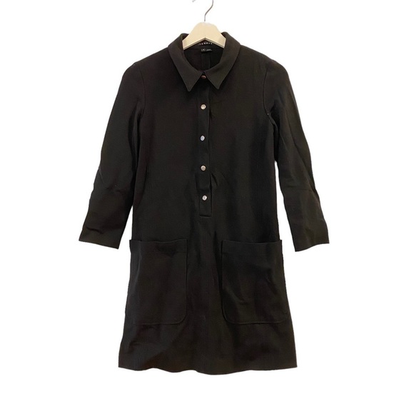 Theory Erimenthia Three-Quarter Black Sleeve Fixture Ponte Shirt Minidress Small - Picture 1 of 11